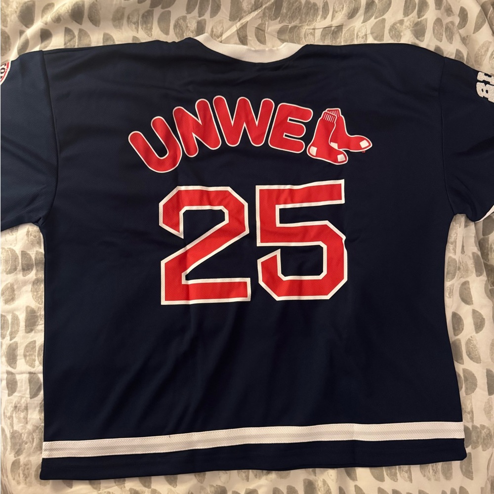 Boston Red Sox Navy Blue "UNWEL" #25 Athletic Jersey